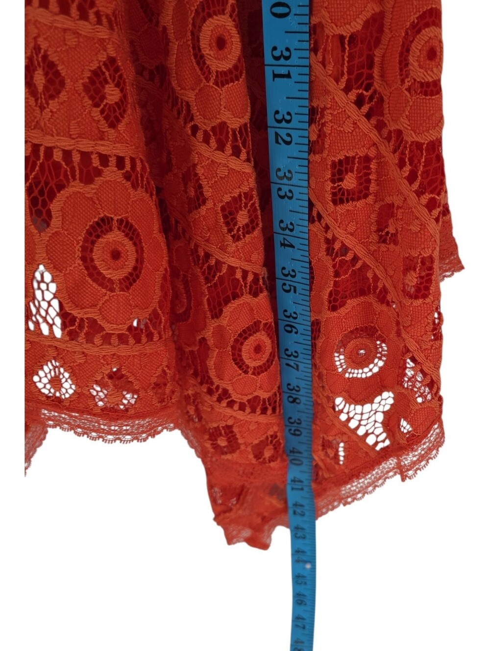 Free People Just Like Honey Crochet Lace Dress Size 8 Orange Handkerchief Hem - Picture 9 of 10